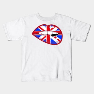 Uk flag lips biting Kids T-Shirt